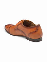 Load image into Gallery viewer, Teakwood Men Genuine Leather Formal Solid Tan Derby Shoes