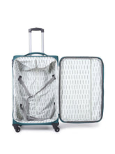 Load image into Gallery viewer, Unisex Set Of 3 Teal Solid Soft-sided Trolley Suitcases