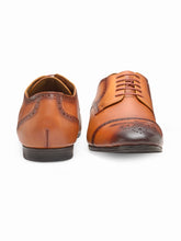 Load image into Gallery viewer, Teakwood Men Genuine Leather Formal Solid Tan Derby Shoes