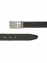 Load image into Gallery viewer, Men Black Textured Leather Belt