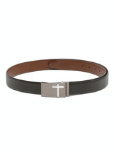 Load image into Gallery viewer, Men Black Textured Leather Belt