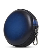 Load image into Gallery viewer, Unisex Blue Solid Leather Zipper Headphone Case - Clearance sale