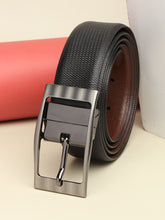 Load image into Gallery viewer, Men Black & Brown Solid Reversible Leather Belt