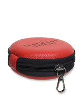 Load image into Gallery viewer, Unisex Red Solid Leather Zipper Headphone Case- Clearance sale