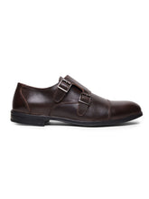 Load image into Gallery viewer, men-brown-solid-leather-round-toe-formal-monks-4