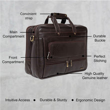 Load image into Gallery viewer, Teakwood Genuine Leather Laptop Bag - Brown