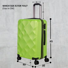 Load image into Gallery viewer, Unisex Green Textured Hard-Sided Medium Trolley Suitcase
