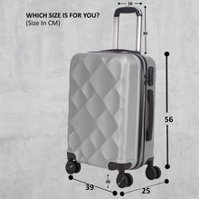Load image into Gallery viewer, Unisex Set of 3 Silver Textured Hard-Sided Large Trolley Suitcases