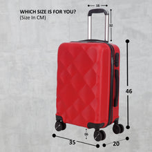 Load image into Gallery viewer, Unisex Red Textured Hard-Sided small Trolley Suitcase