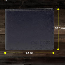 Load image into Gallery viewer, Teakwood Unisex Genuine Leather Blue Bi Fold RFID Solid Wallet