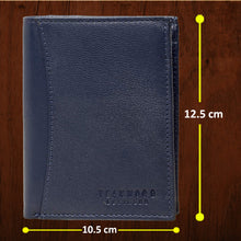 Load image into Gallery viewer, Teakwood Men Genuine Leather Bi Fold Wallet (Blue)