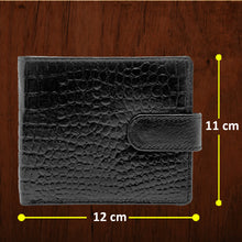 Load image into Gallery viewer, Teakwood Unisex Genuine Leather Black Bi Fold RFID Solid Wallet