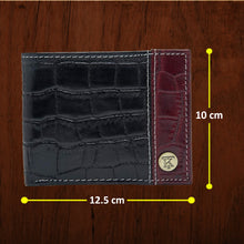 Load image into Gallery viewer, Teakwood Unisex Genuine Leather Black Bi Fold RFID Solid Wallet with Stitch Embroidery||Textured Black color 100% Genuine Leather Men's Wallet||Unisex Leather Bi Fold Wallet