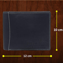 Load image into Gallery viewer, Teakwood Men Genuine Leather Blue Bi fold wallets