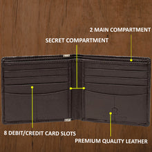 Load image into Gallery viewer, Teakwood Men Genuine Leather Bi Fold Wallet (Brown)