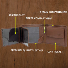 Load image into Gallery viewer, Teakwood Men Genuine Leather Rust Bi fold wallet