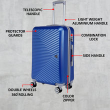 Load image into Gallery viewer, Teakwood Leathers Unisex Blue Textured Hard-Sided Cabin Trolley Suitcase