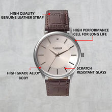 Load image into Gallery viewer, Teakwood leather Silver Men Analog Watch
