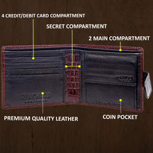 Load image into Gallery viewer, Teakwood Unisex Genuine Leather Brown Bi Fold RFID Solid Wallet