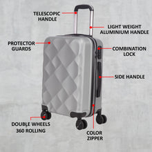 Load image into Gallery viewer, Unisex Set of 3 Silver Textured Hard-Sided Large Trolley Suitcases
