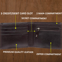 Load image into Gallery viewer, Teakwood Genuine Leather Men Coffee Brown Solid Two Fold Leather Wallet