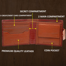 Load image into Gallery viewer, Teakwood Unisex Genuine Leather Tan Bi Fold RFID Solid Wallet