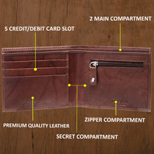 Load image into Gallery viewer, Teakwood Genuine Leather Men Antique Brown Solid Two Fold Leather Wallet