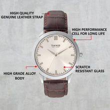 Load image into Gallery viewer, Teakwood leather Silver Men Analog Watch