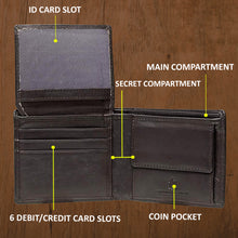 Load image into Gallery viewer, Teakwood Men Genuine Leather Bi Fold Wallet (Brown)