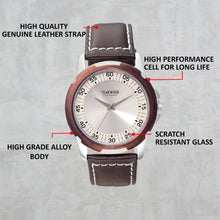 Load image into Gallery viewer, Teakwood leather Silver Men Analog Watch