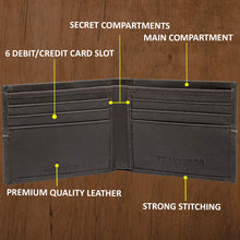 Load image into Gallery viewer, Teakwood Men Genuine Leather Chocolate Brown Bi fold wallets