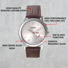 Load image into Gallery viewer, Teakwood leather Silver Men Analog Watch