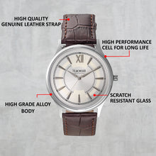 Load image into Gallery viewer, Teakwood leather Silver Men Analog Watch