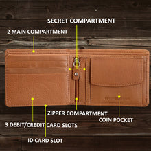 Load image into Gallery viewer, Teakwood Genuine Leathers Men Tan Solid Leather Two Fold Wallet