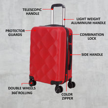 Load image into Gallery viewer, Unisex Red Textured Hard-Sided small Trolley Suitcase
