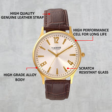 Load image into Gallery viewer, Teakwood leather Golden Men Analog Watch