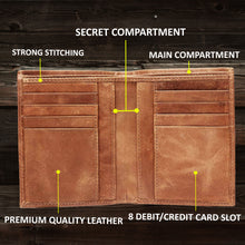 Load image into Gallery viewer, Teakwood Men Genuine Leather Textured Bi-Fold Wallet with Contrast Stitch