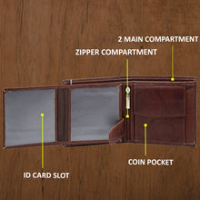 Load image into Gallery viewer, Teakwood Men Genuine Leather Brown Solid Bi fold Wallet