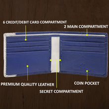 Load image into Gallery viewer, Teakwood Men Genuine Leather Bi Fold Wallet (Blue)