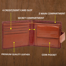 Load image into Gallery viewer, Teakwood Unisex Genuine Leather Tan Bi Fold RFID Solid Wallet