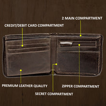 Load image into Gallery viewer, Teakwood Genuine Leathers Men Brown Solid Zip Around Wallet