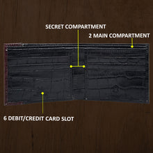 Load image into Gallery viewer, Teakwood Unisex Genuine Leather Black Bi Fold RFID Solid Wallet with Stitch Embroidery||Textured Black color 100% Genuine Leather Men's Wallet||Unisex Leather Bi Fold Wallet