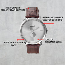 Load image into Gallery viewer, Teakwood leather Silver Men Analog Watch