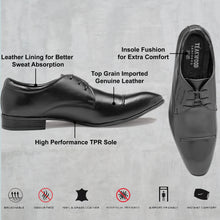 Load image into Gallery viewer, Teakwood Genuine Leather Black Derby Shoes