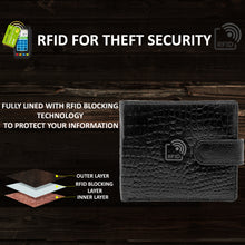 Load image into Gallery viewer, Teakwood Unisex Genuine Leather Black Bi Fold RFID Solid Wallet