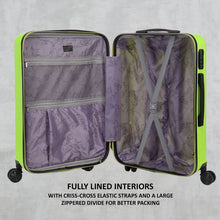Load image into Gallery viewer, Unisex Green Textured Hard-Sided Medium Trolley Suitcase