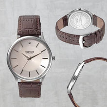 Load image into Gallery viewer, Teakwood leather Silver Men Analog Watch