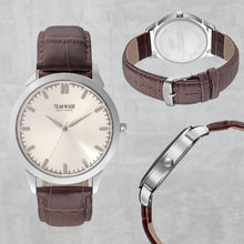 Load image into Gallery viewer, Teakwood leather Silver Men Analog Watch