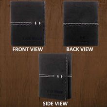 Load image into Gallery viewer, Teakwood Genuine Leather Black Colour Tri-Fold Wallet