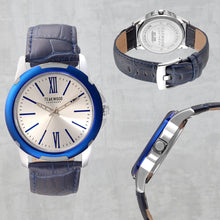 Load image into Gallery viewer, Teakwood leather Blue Men Analog Watch